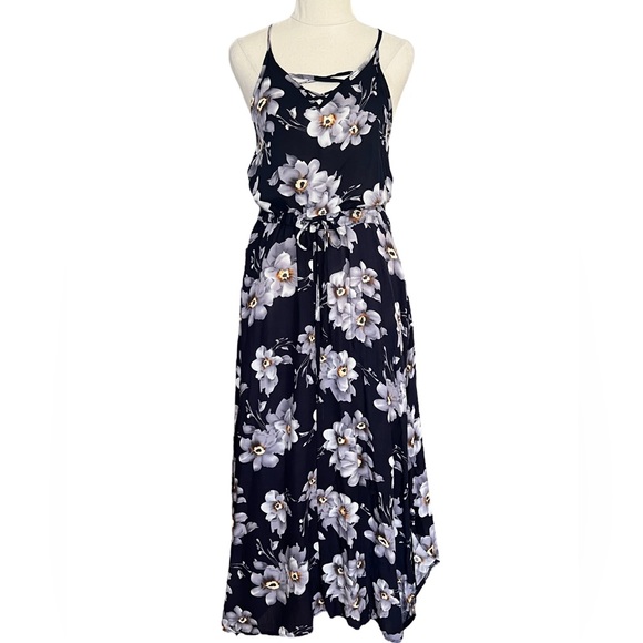 Valleygirl Dresses & Skirts - Miss Valley Girl Dress Blue Floral Sleeveless Drawstring Waist Size 8
